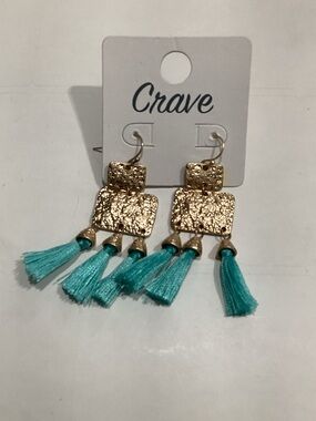 Crave Gold-Tone Earrings with Turquoise Tassels